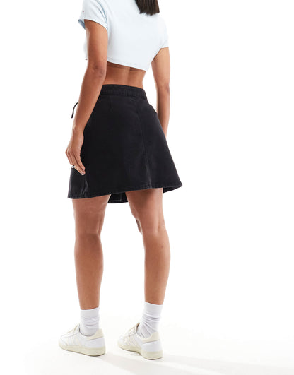 ONLY wrap tie denim skirt in wash black