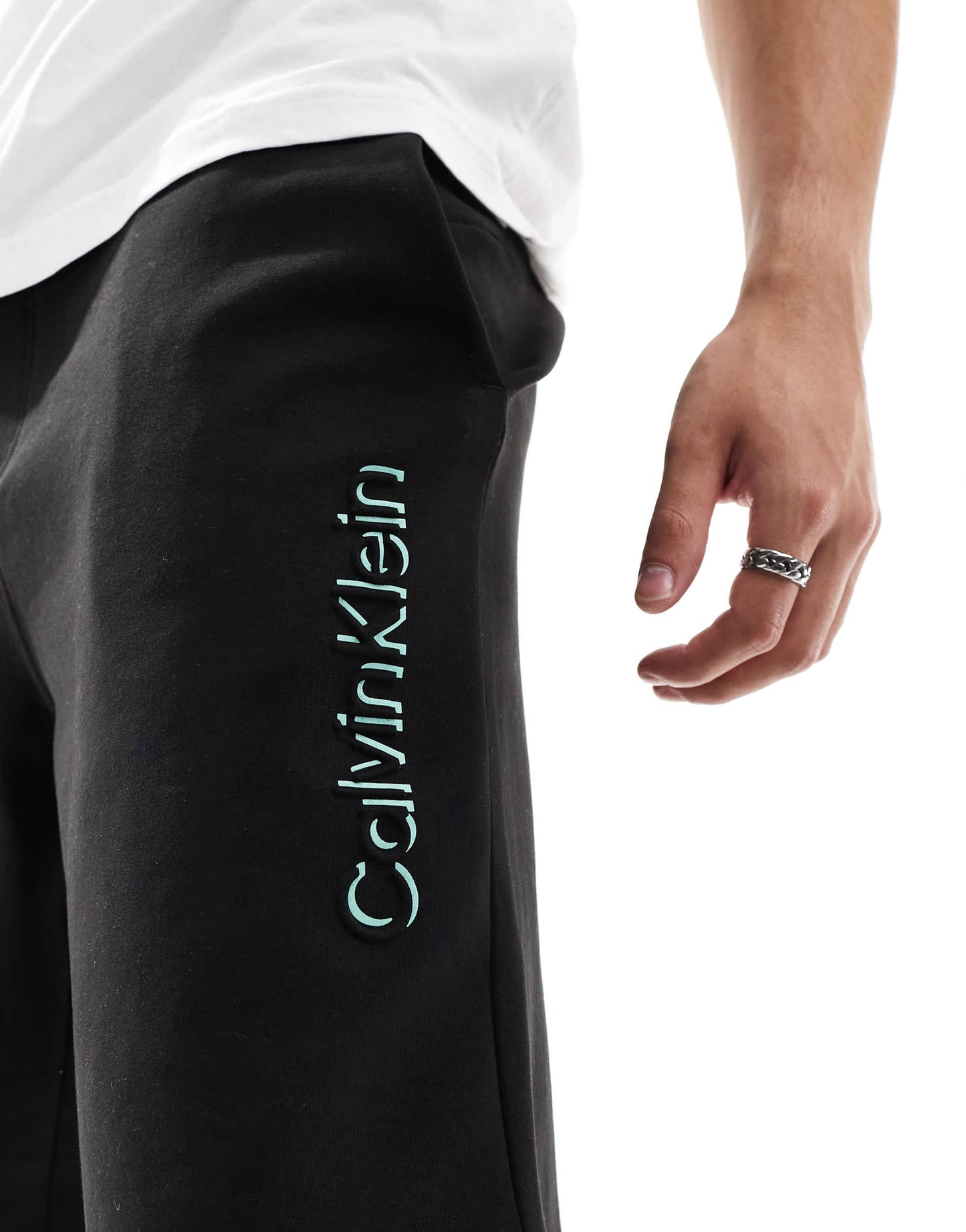 Calvin Klein shadow embossed logo jersey shorts in black
