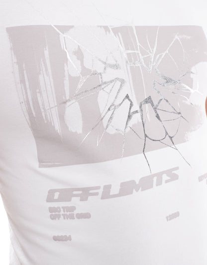ASOS DESIGN muscle fit t-shirt in white with shattered front print