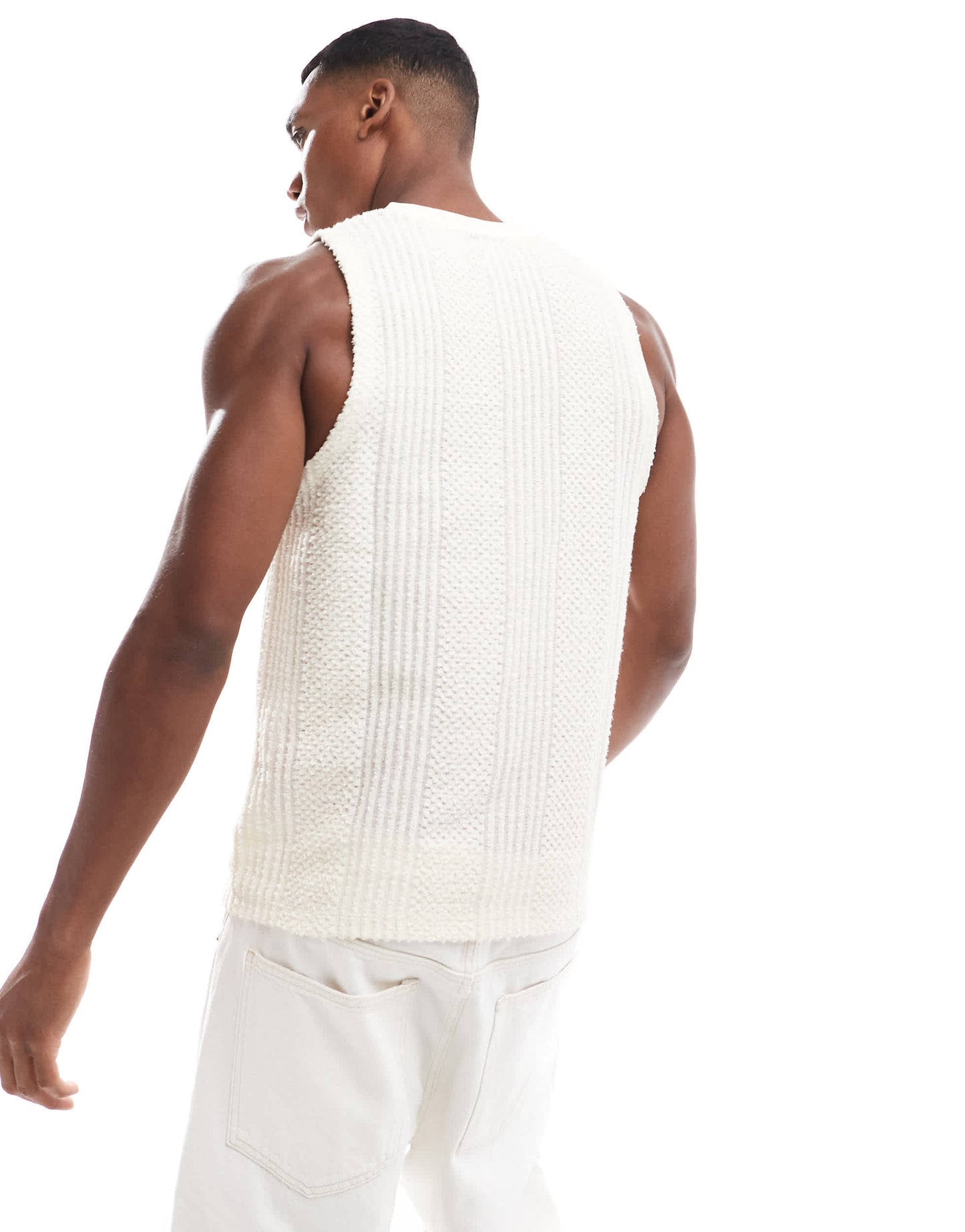 ASOS DESIGN vest with v neck in off white