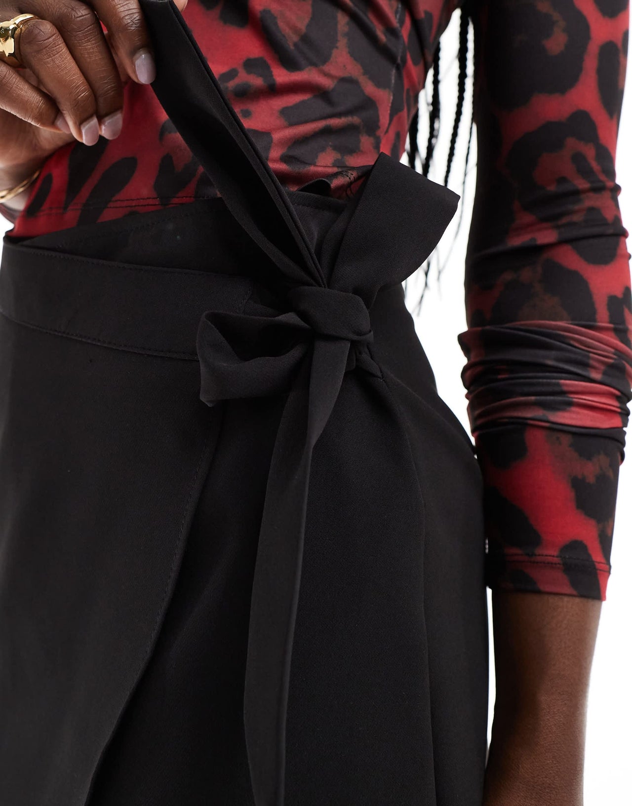 ASOS DESIGN tailored wrap skort in black