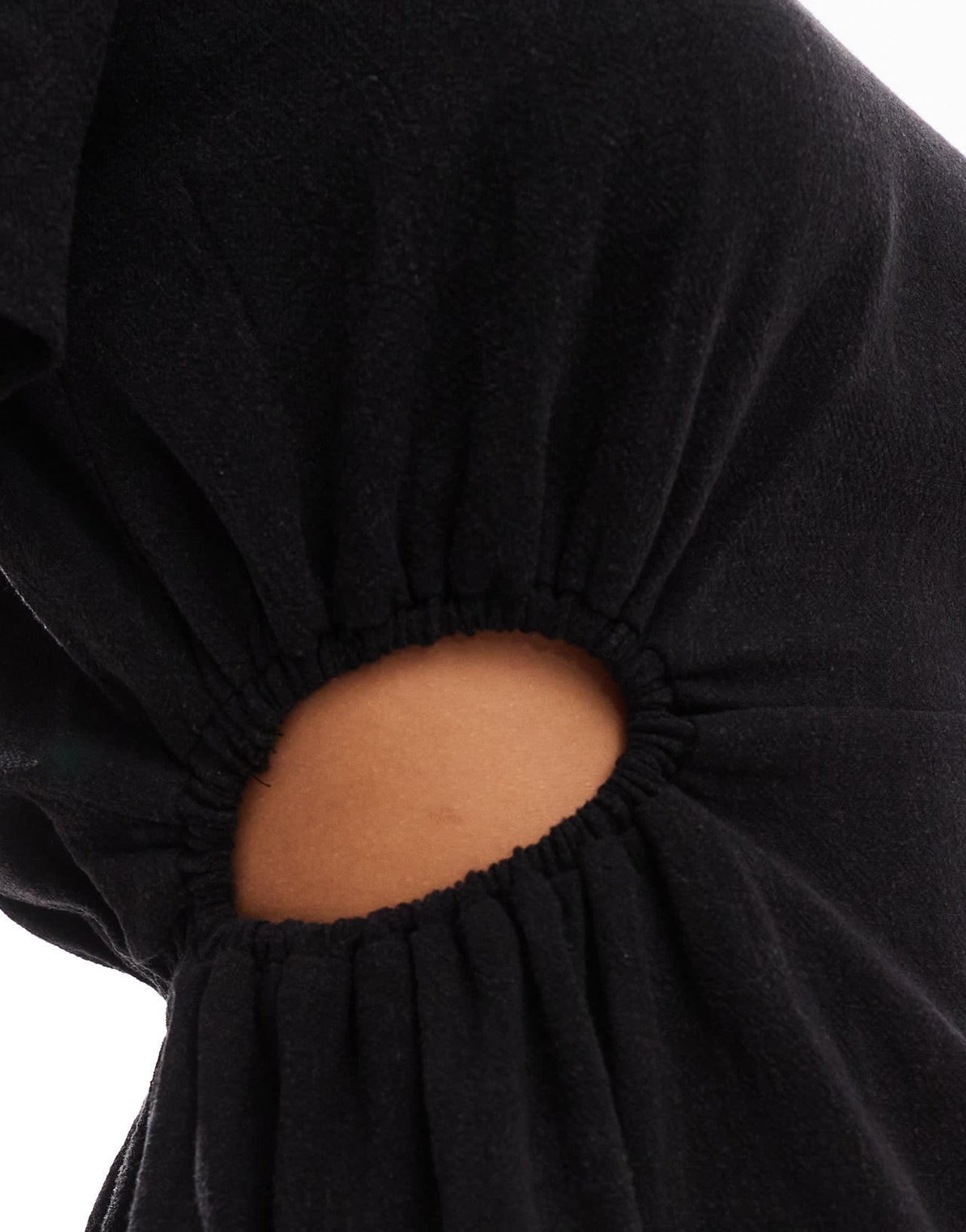 ASOS DESIGN linen look tee with cut out sides in black