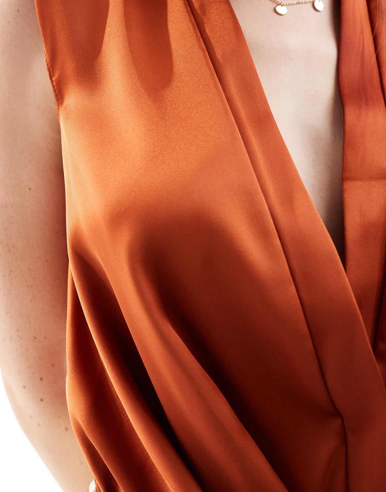 ASOS DESIGN sleeveless satin plunge bodysuit in rust