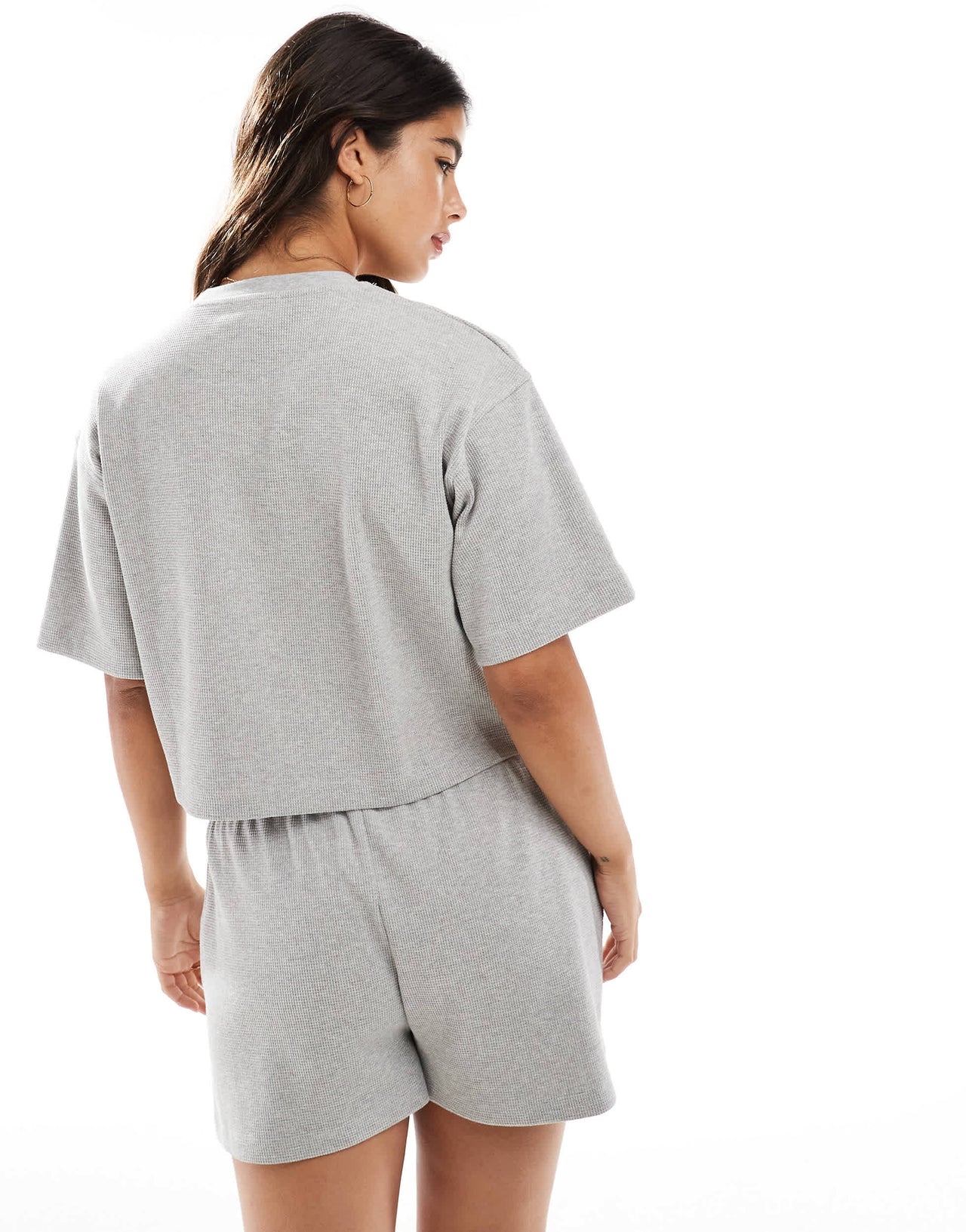 4th & Reckless Ara waffle t-shirt with Beverly hills slogan in grey