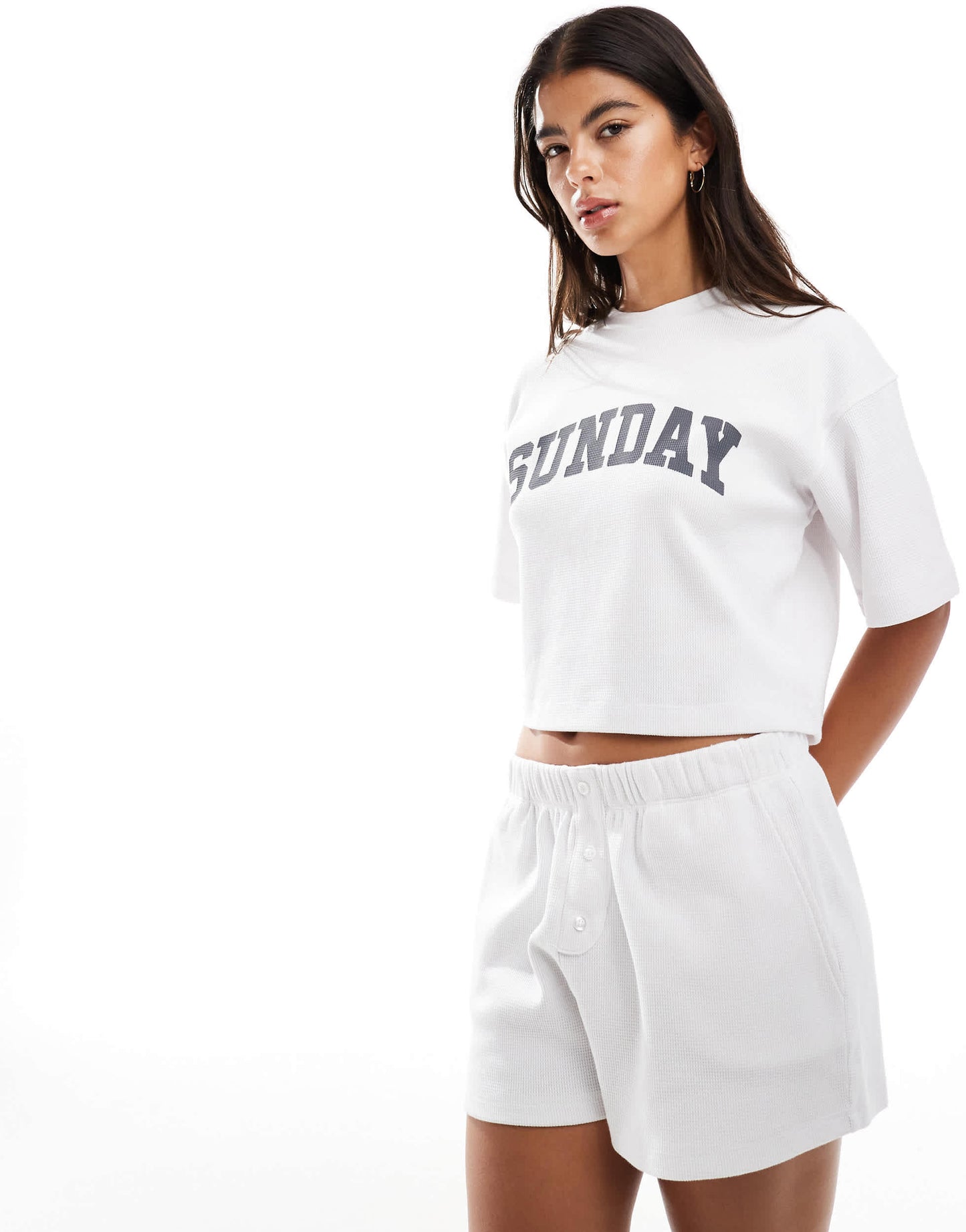 4th & Reckless Ara waffle boxer short in white