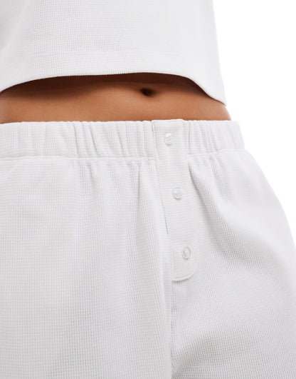 4th & Reckless Ara waffle boxer short in white