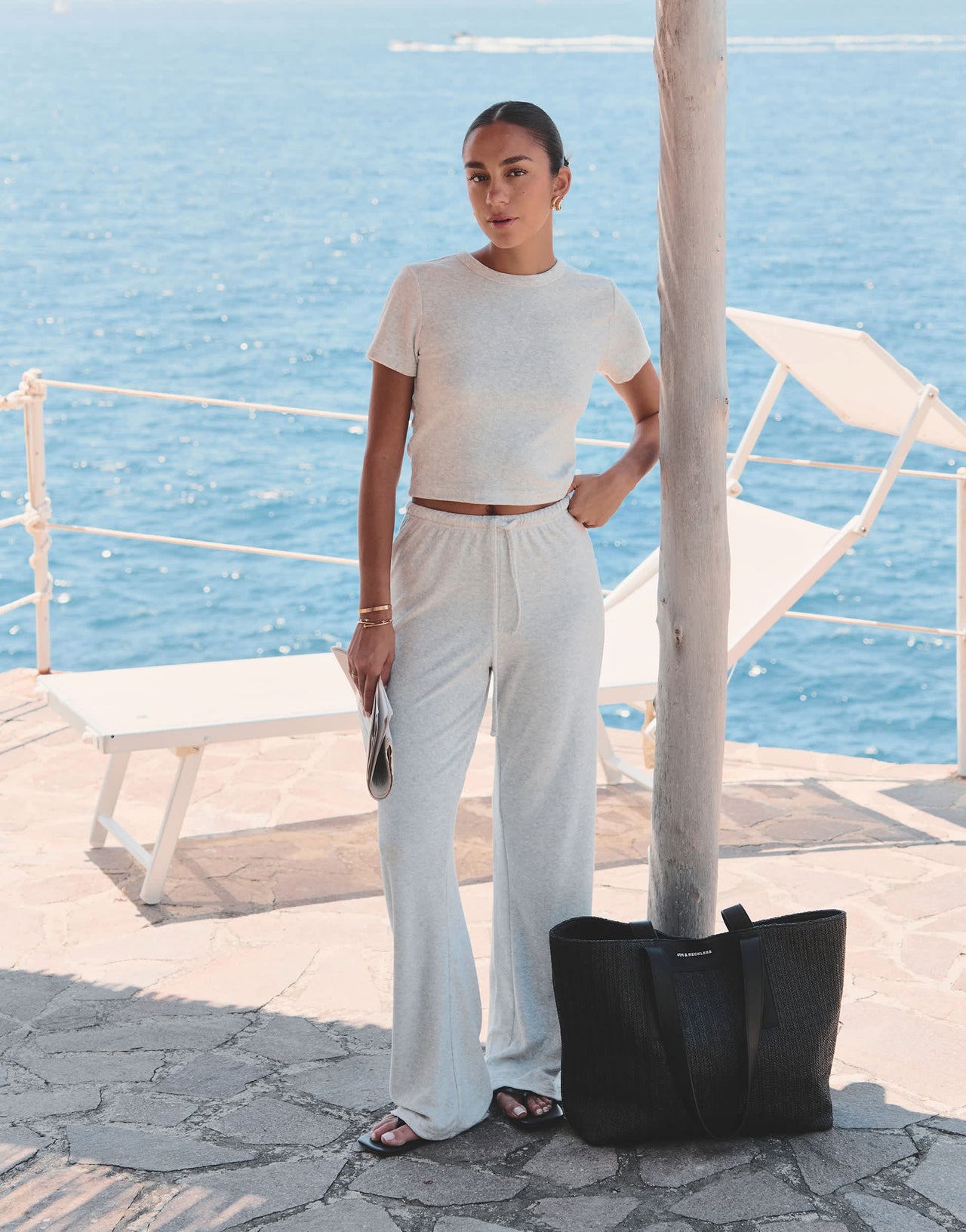 4th & Reckless X Luana Barron Sabine towelling baby tee in grey