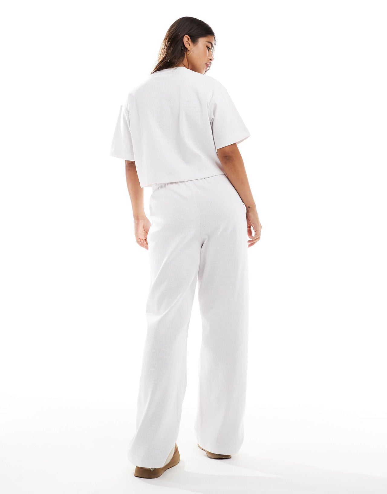 4th & Reckless Lyra waffle lounge trouser in white