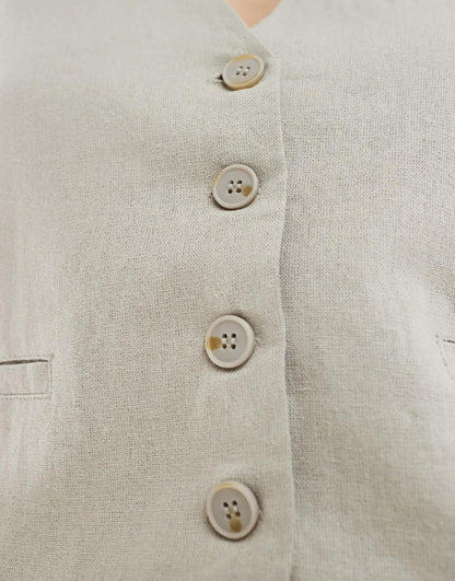 Pull&Bear linen waistcoat in stone