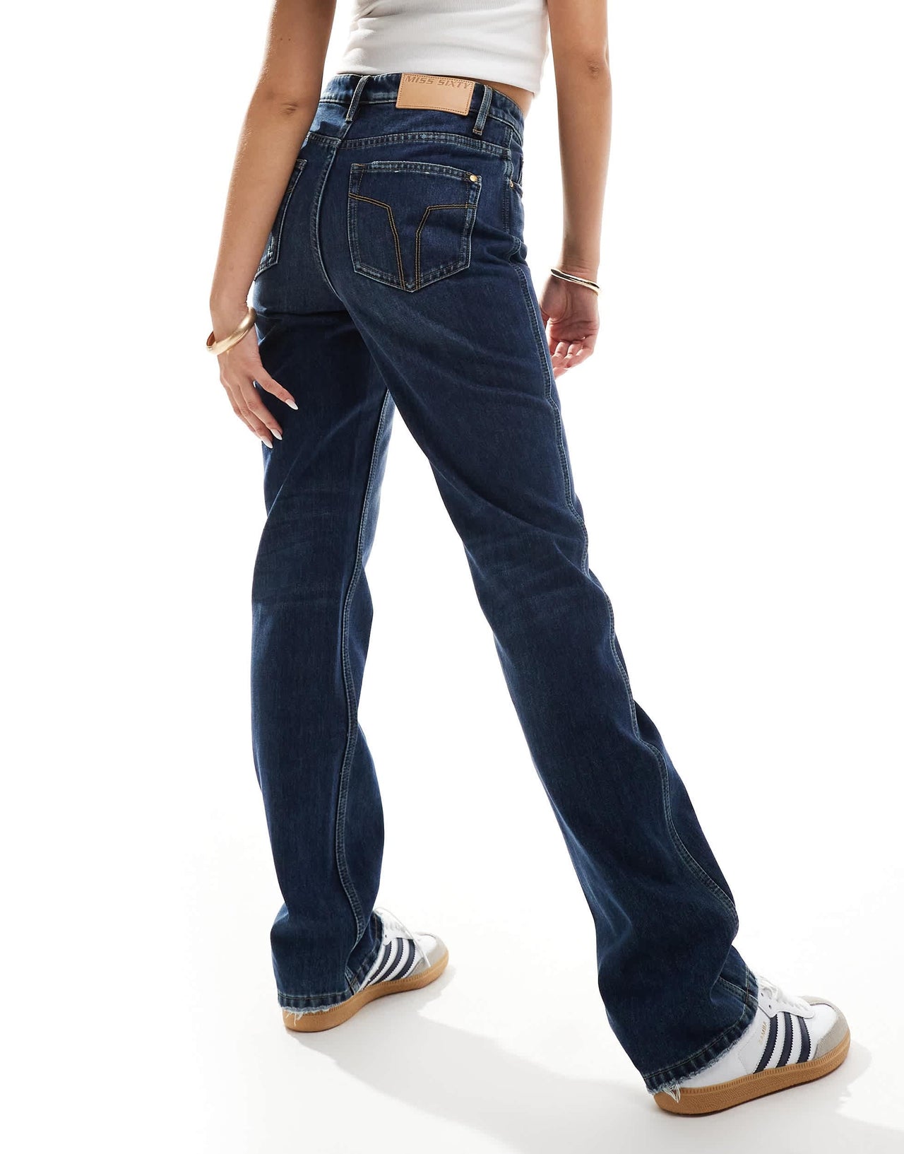 Miss Sixty chain detail straight leg jeans in deep blue