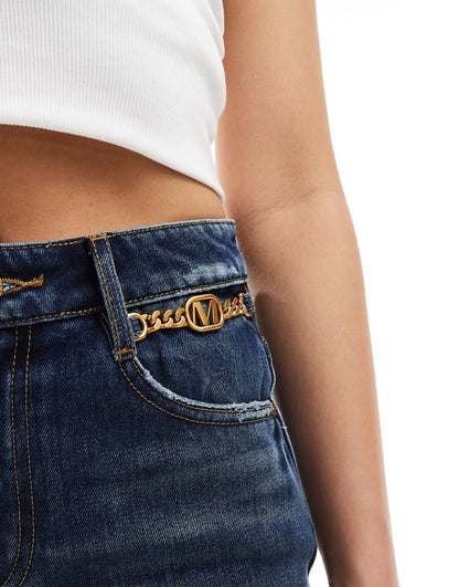 Miss Sixty chain detail straight leg jeans in deep blue