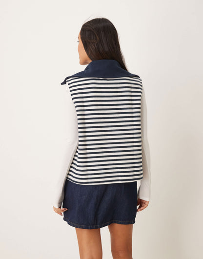 ASOS DESIGN supersoft half zip sleeveless tank top co-ord in stripe
