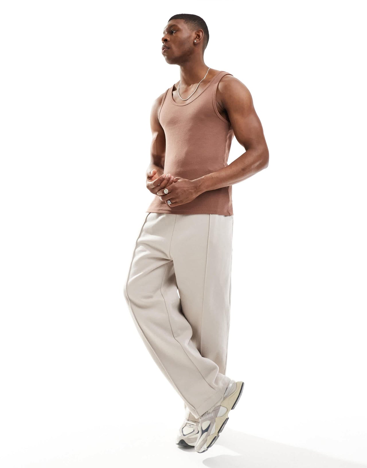 ASOS DESIGN essentials muscle fit vest in brown rib