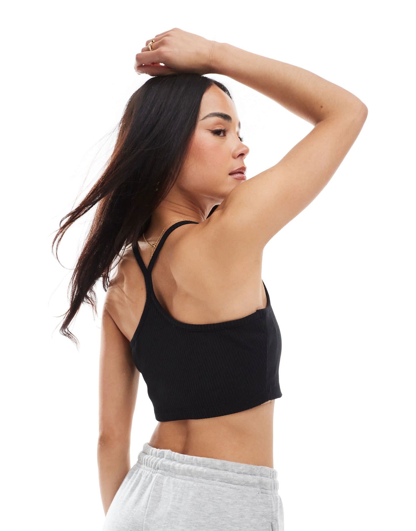 Tommy Jeans badge strappy bralette in black