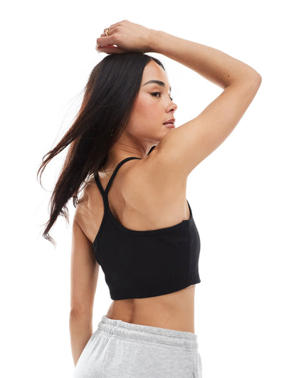 Tommy Jeans badge strappy bralette in black