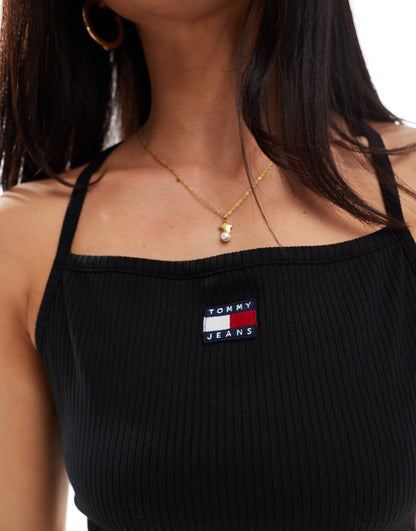 Tommy Jeans badge strappy bralette in black