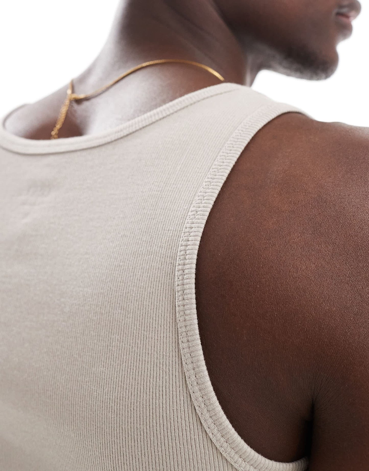 ASOS DESIGN essentials muscle fit vest with square neck in stone rib