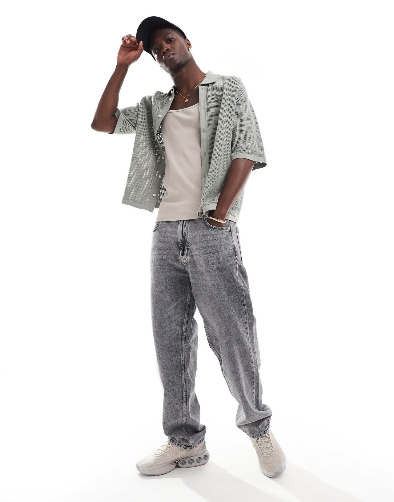 ASOS DESIGN essentials muscle fit vest with square neck in stone rib