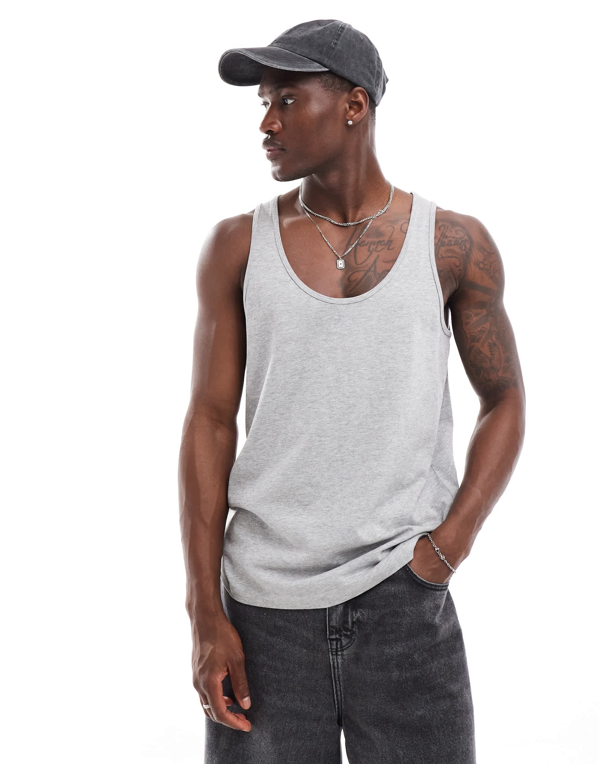 ASOS DESIGN heavyweight vest in grey marl