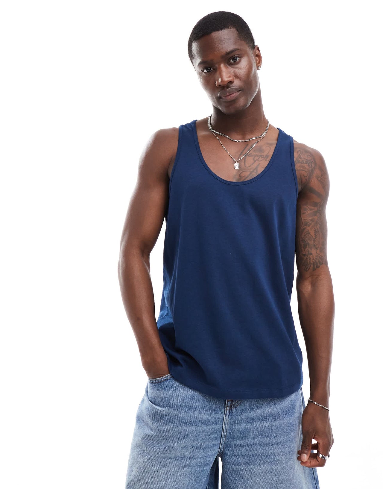 ASOS DESIGN heavyweight vest in navy