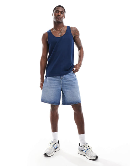ASOS DESIGN heavyweight vest in navy