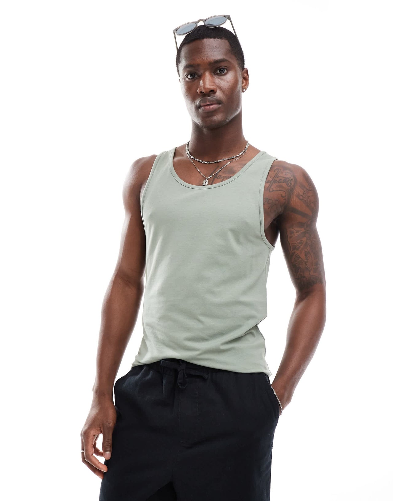 ASOS DESIGN essentials muscle fit vest in mid green