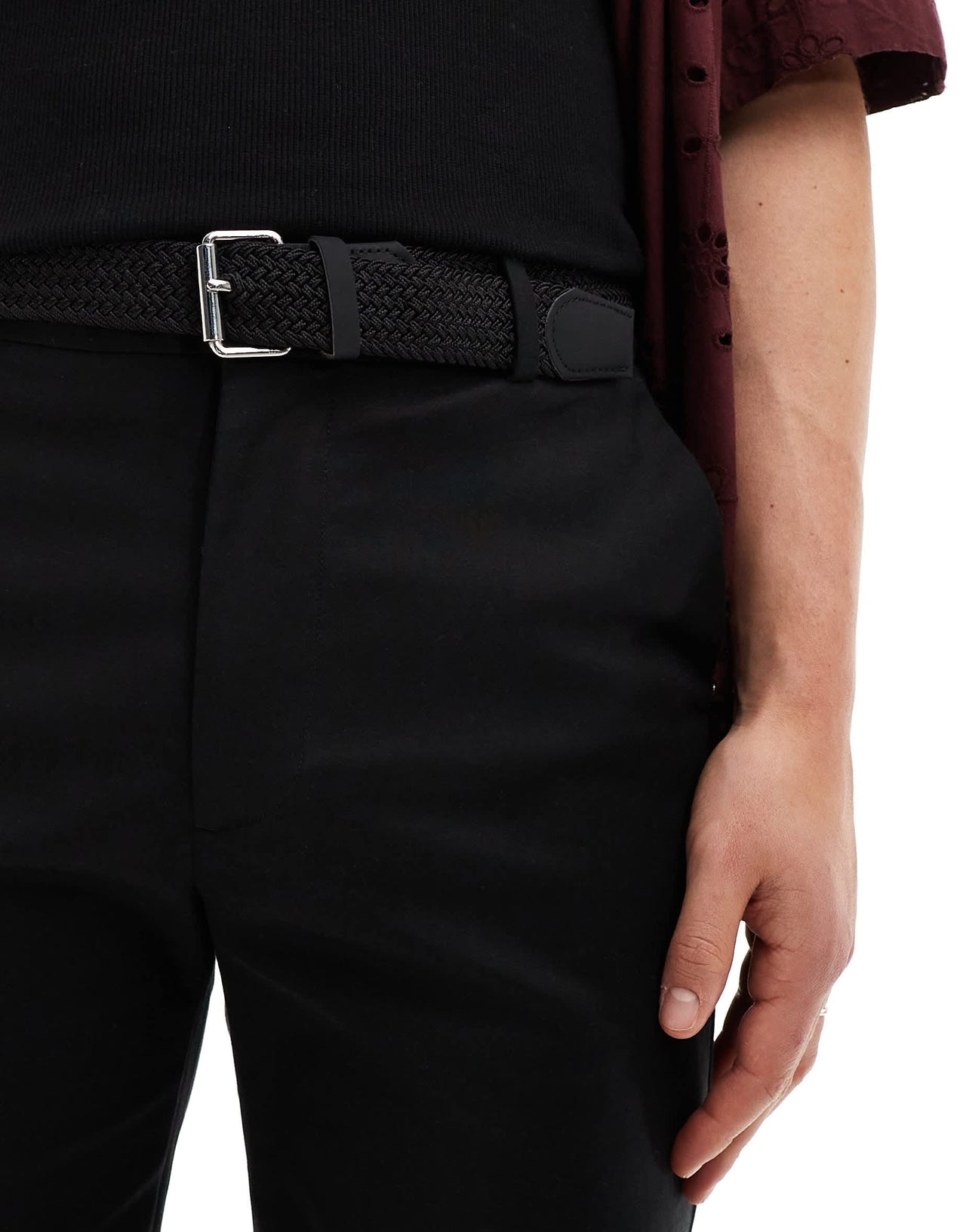 River Island core chino shorts in black