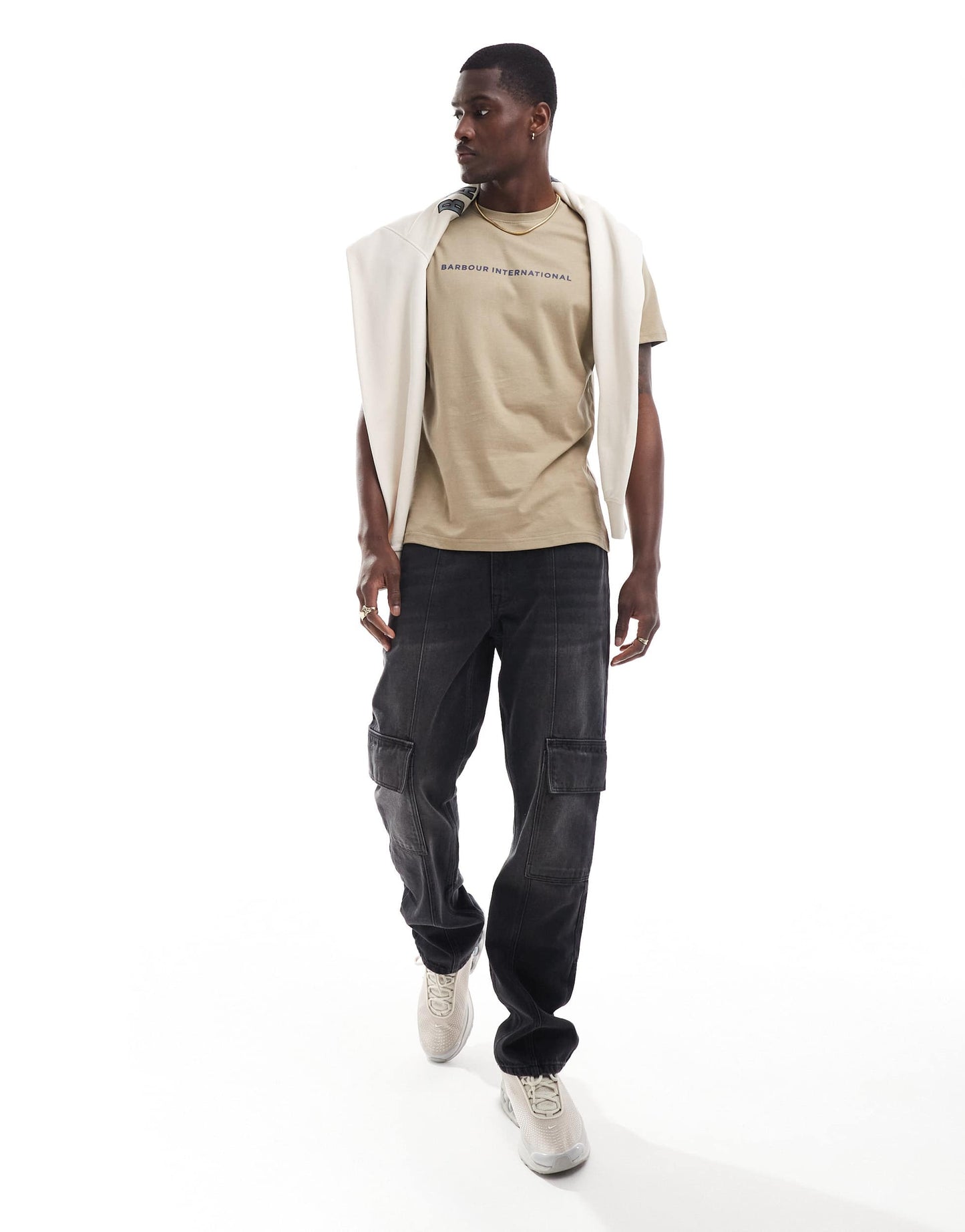 Barbour International Motored logo t-shirt in stone