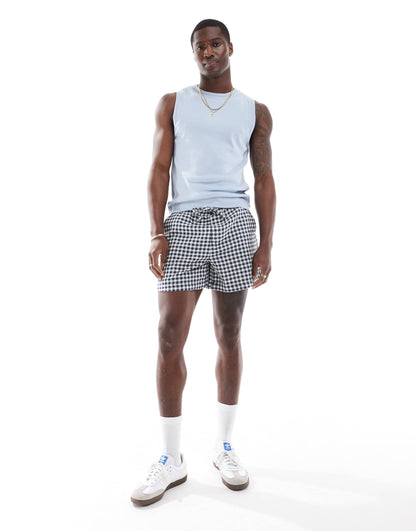 ASOS DESIGN muscle fit vest with panel detail in light blue