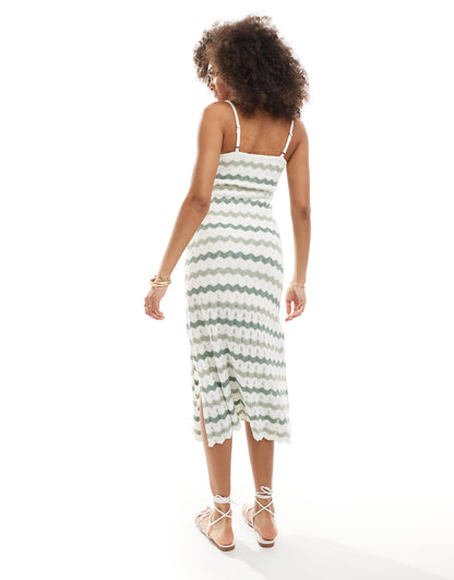 Hollister crochet midi dress in green stripe