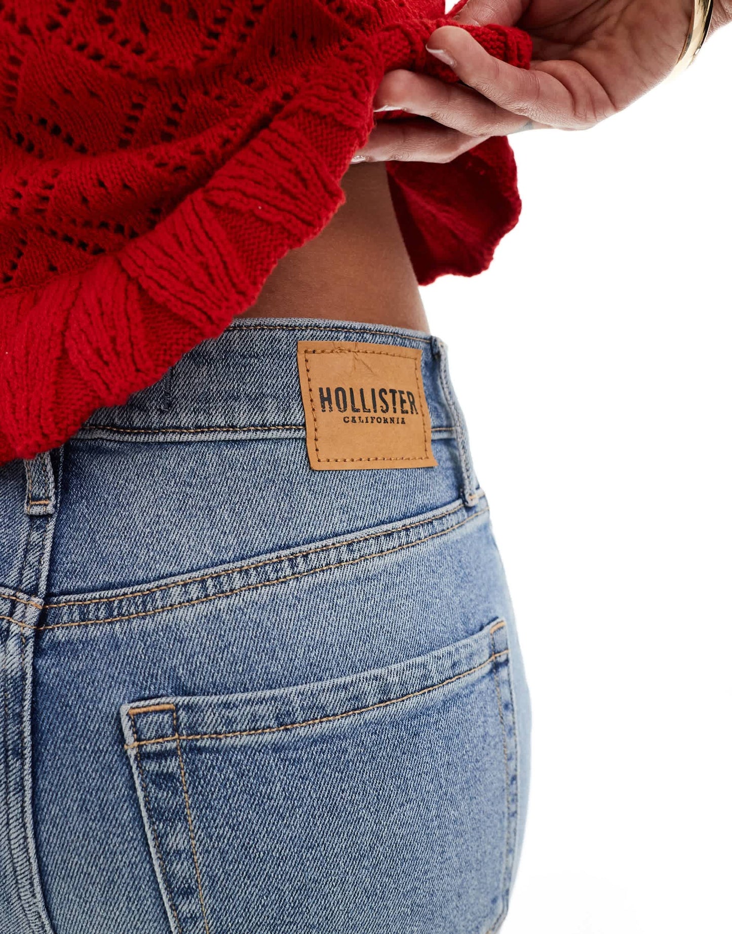 Hollister ultra high rise dad jean in mid blue