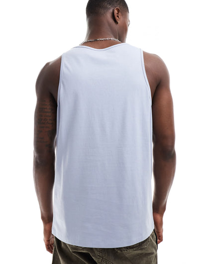 ASOS DESIGN essentials 2 pack vests in light blue and beige