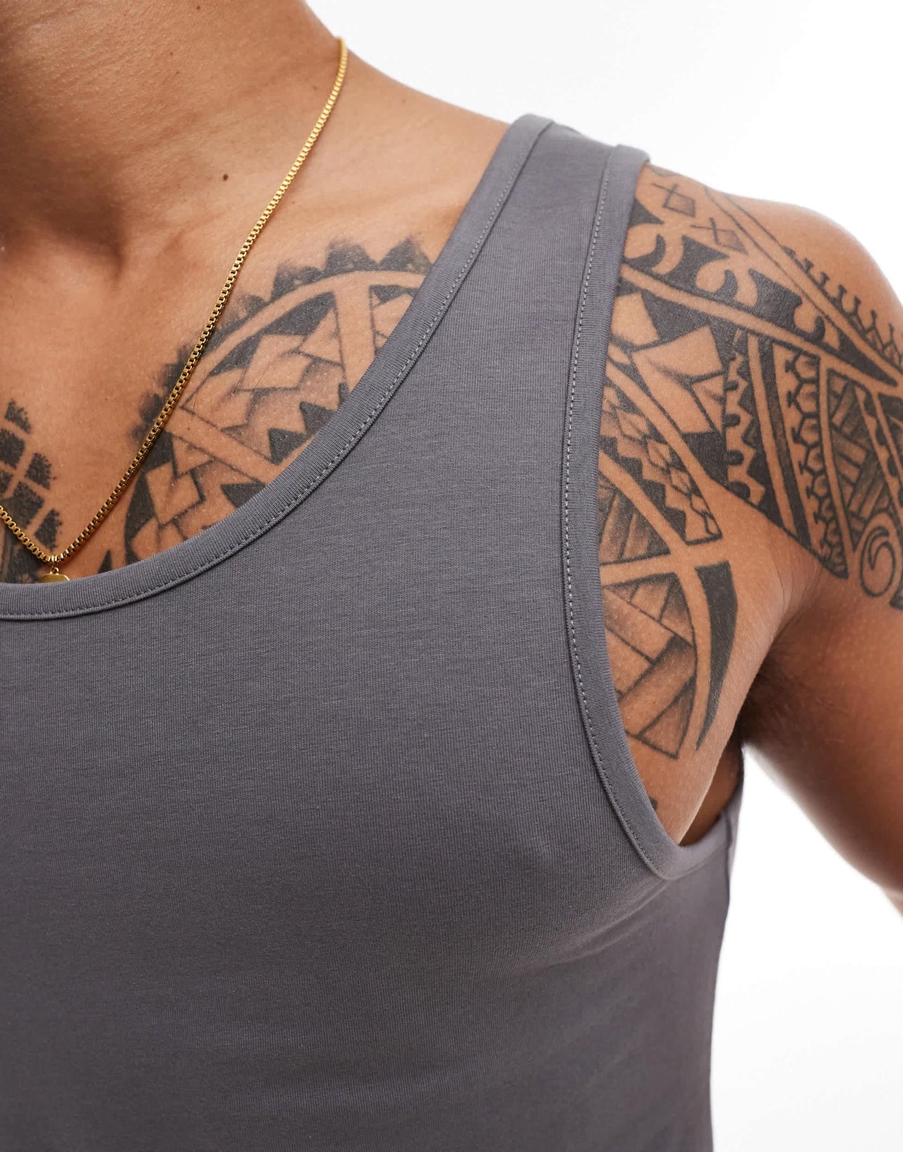 ASOS DESIGN essentials 2 pack muscle fit vests in light blue and charcoal