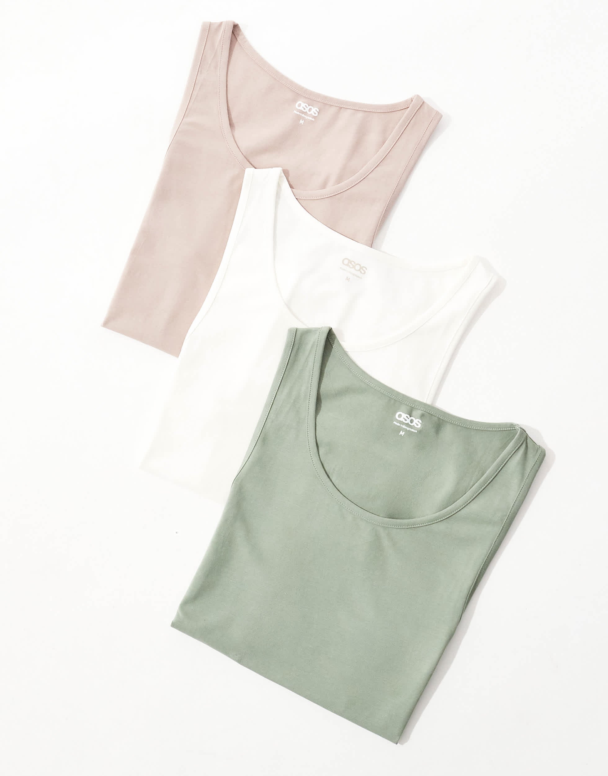 ASOS DESIGN essentials 3 pack muscle fit vests in multi