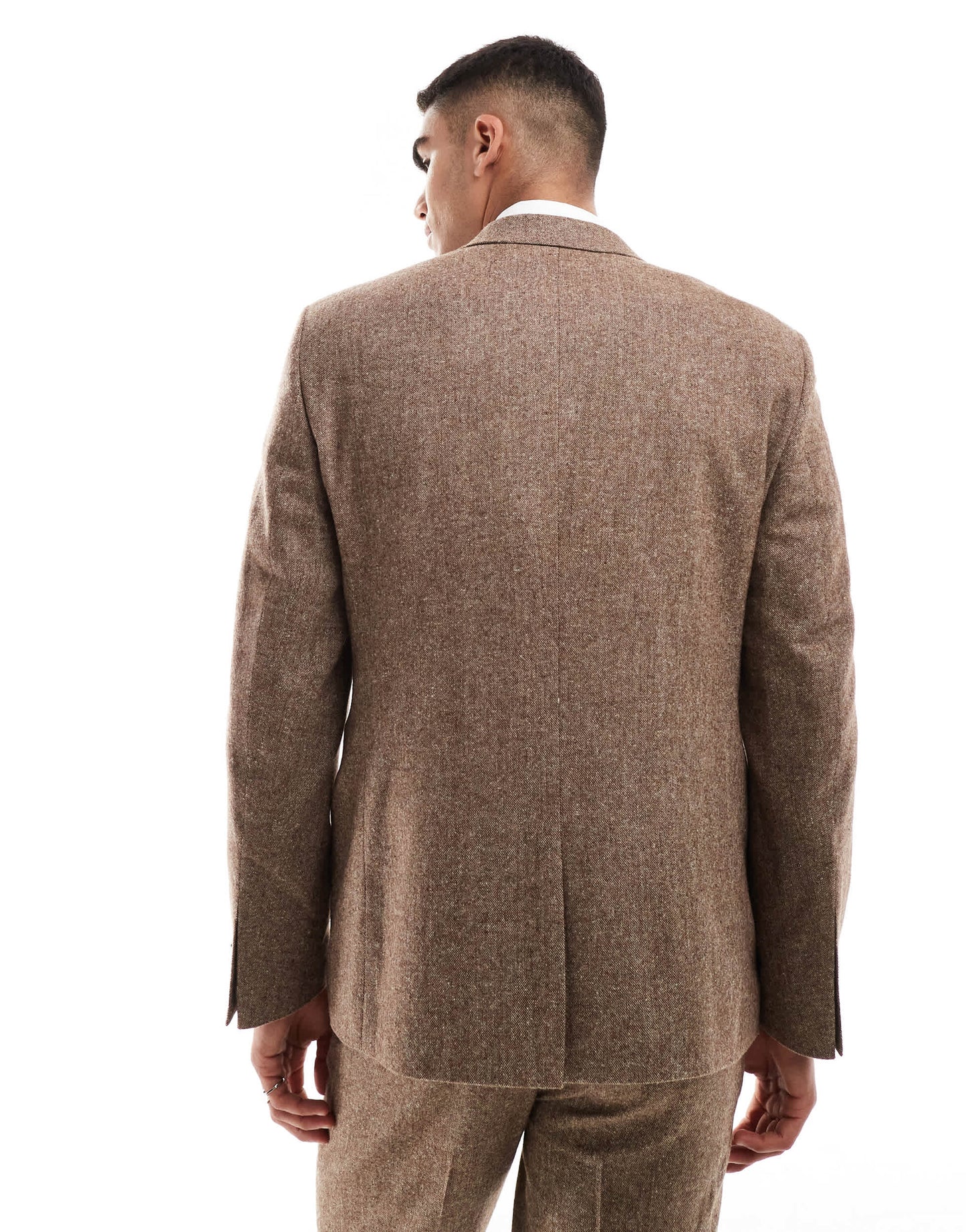 ASOS DESIGN slim wool blend suit jacket in brown