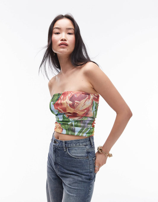 Topshop painted floral bandeau in multi