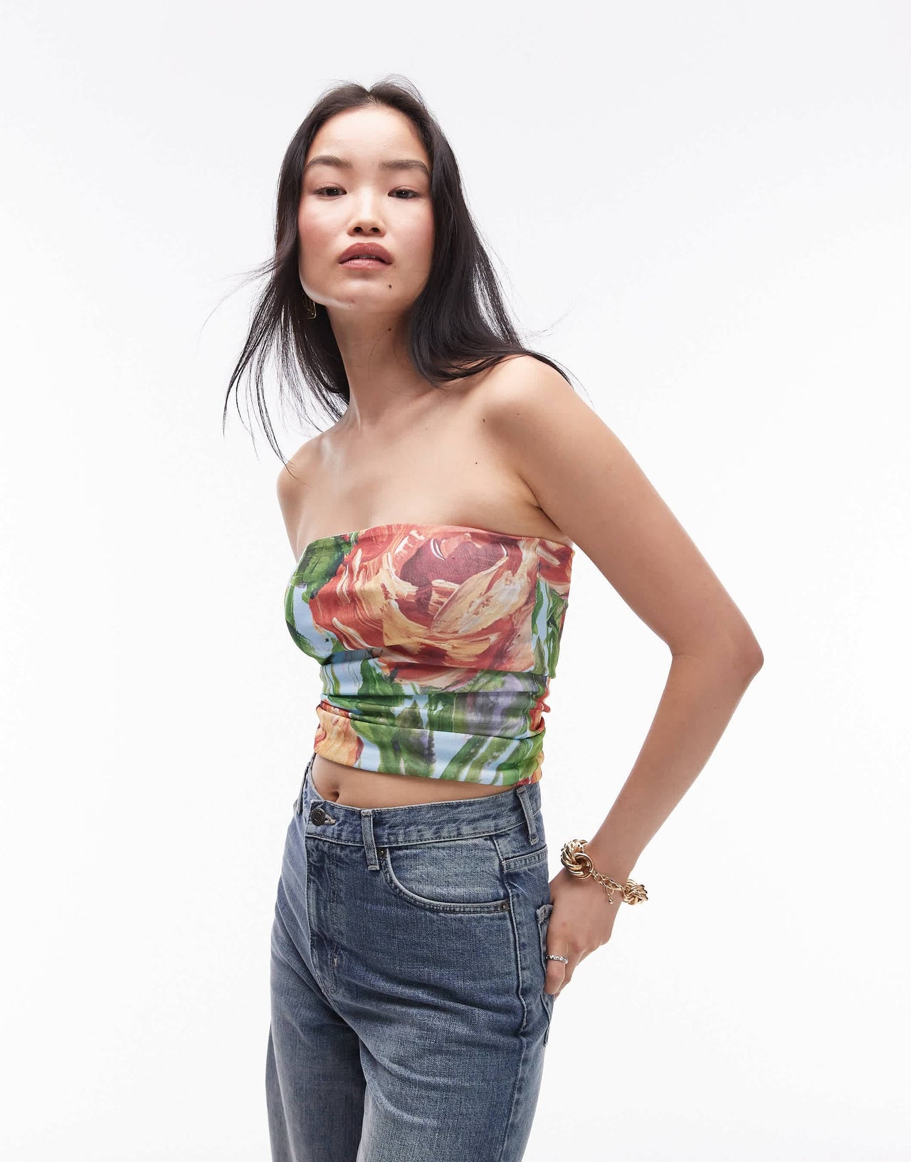 Topshop painted floral bandeau in multi