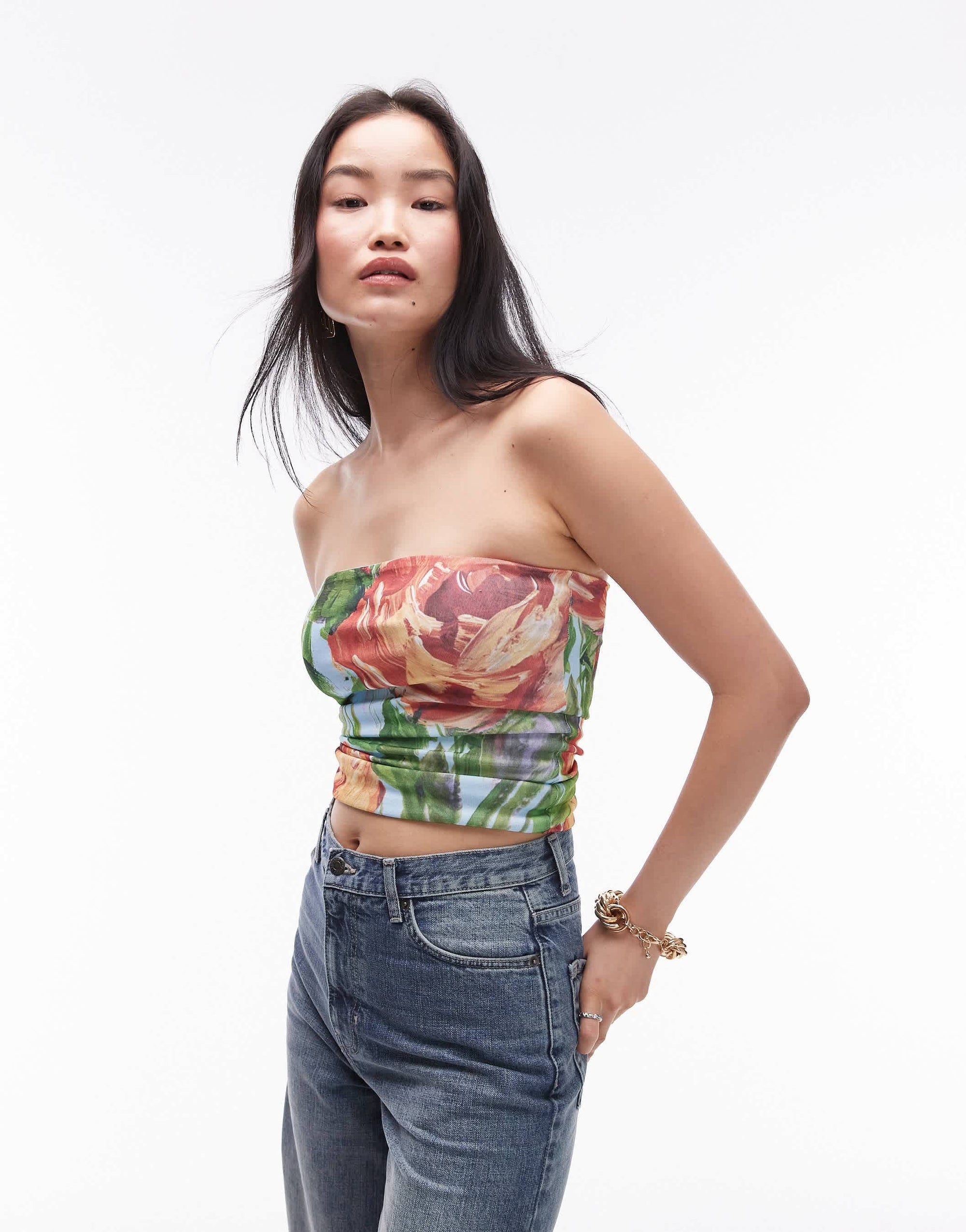 Topshop painted floral bandeau in multi