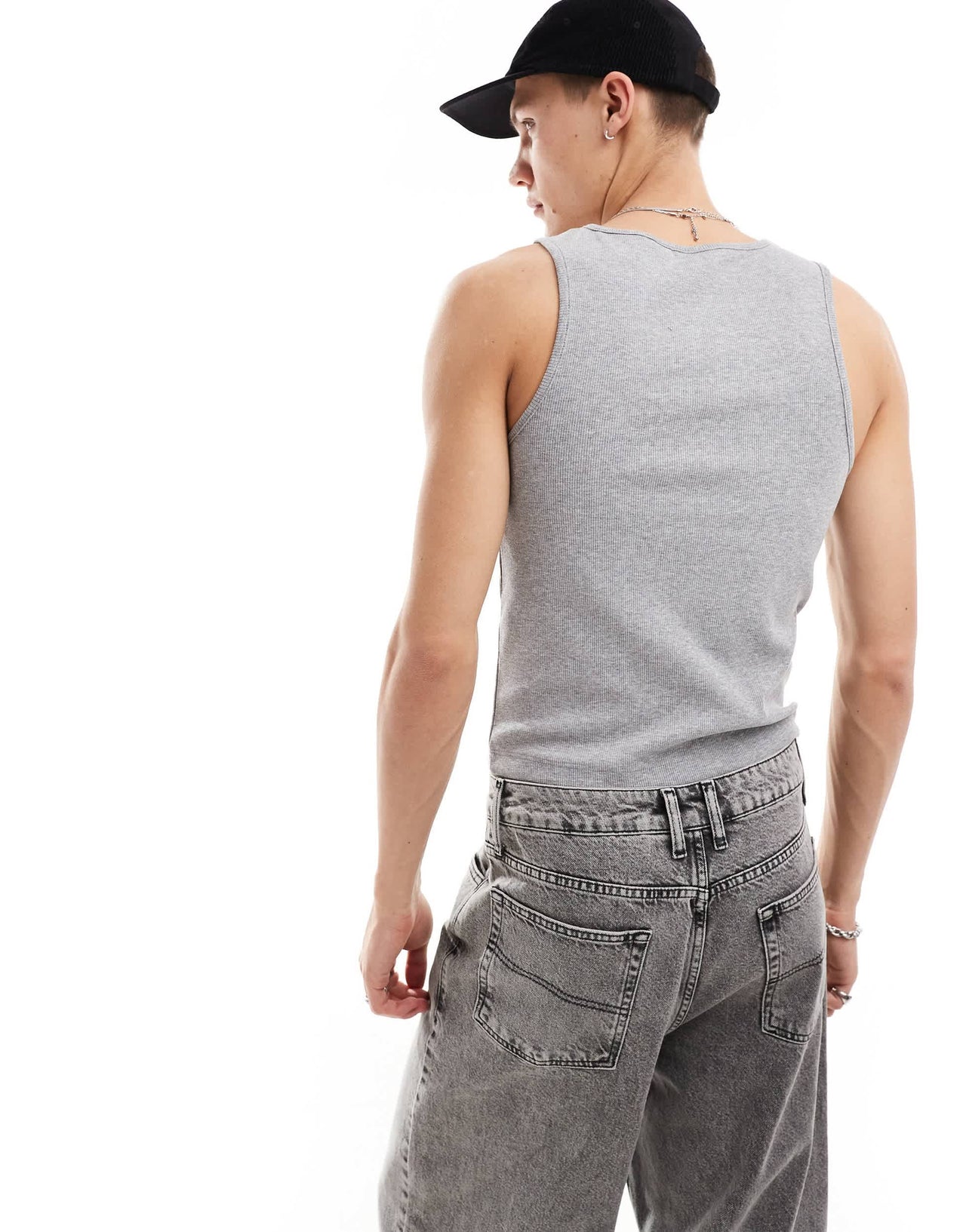 COLLUSION ribbed vest in grey marl