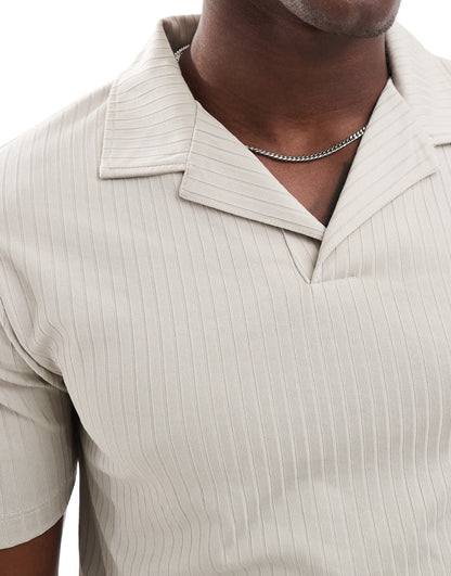 ASOS DESIGN polo in stone textured rib