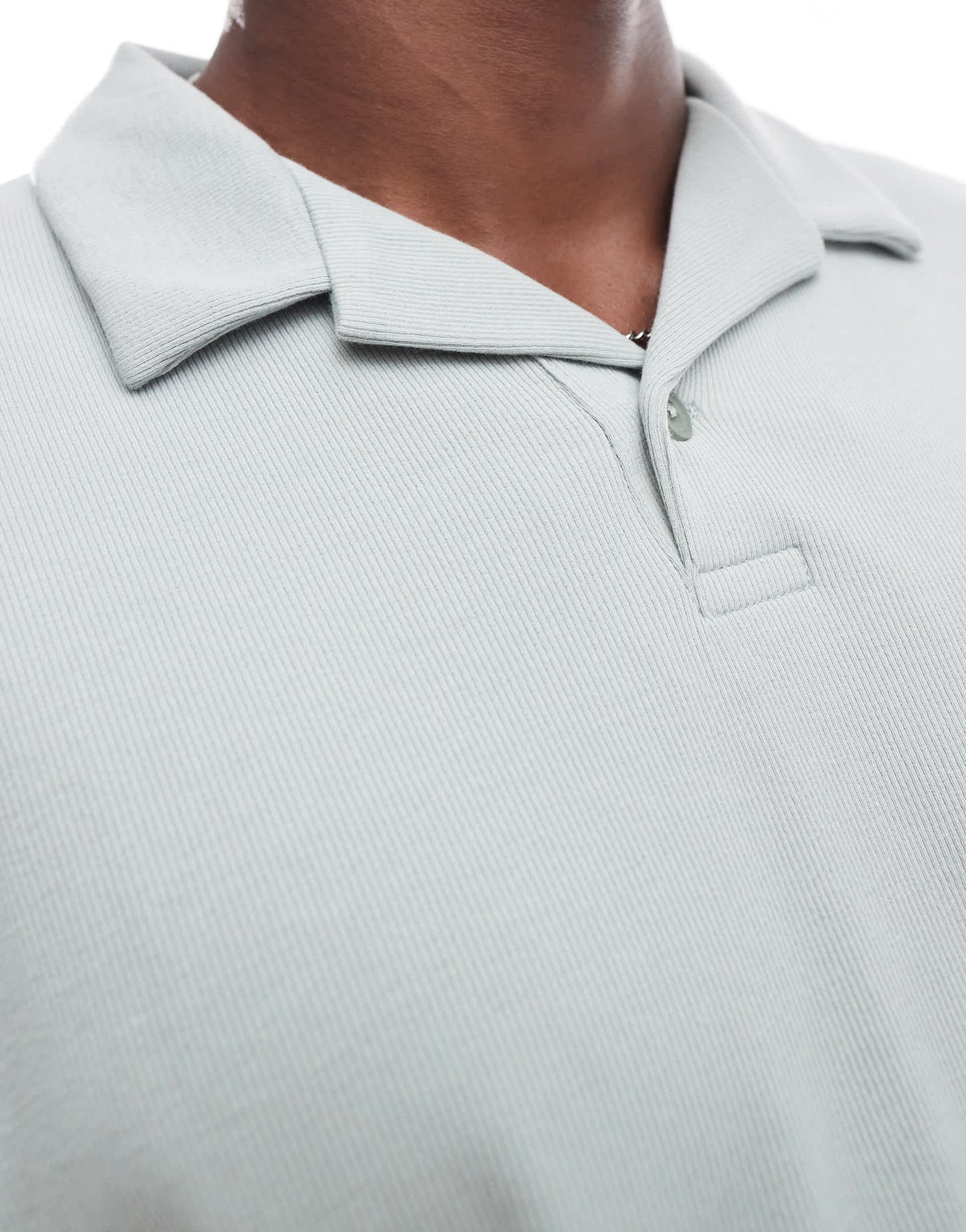 ASOS DESIGN relaxed rib revere polo in light green