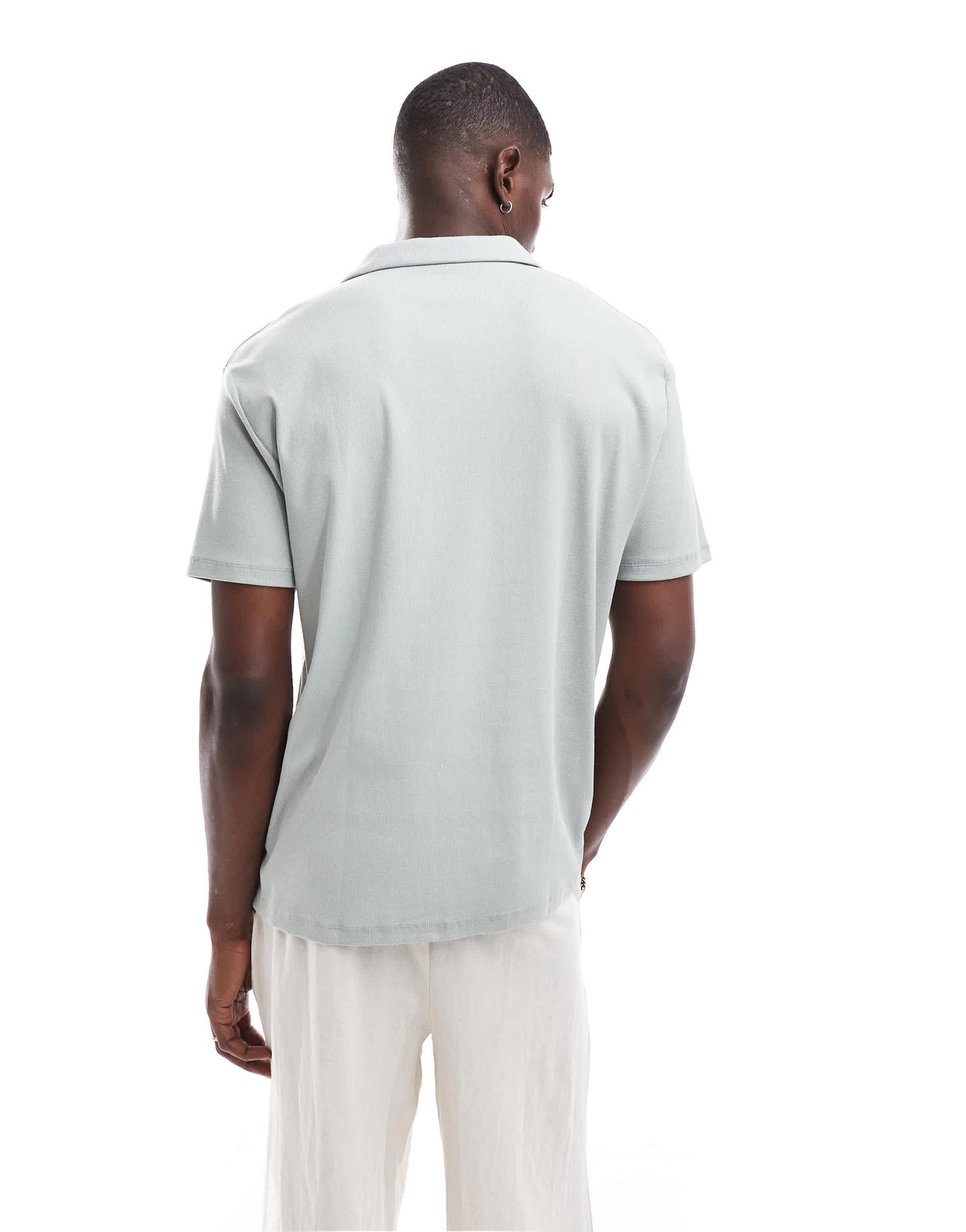 ASOS DESIGN relaxed rib revere polo in light green