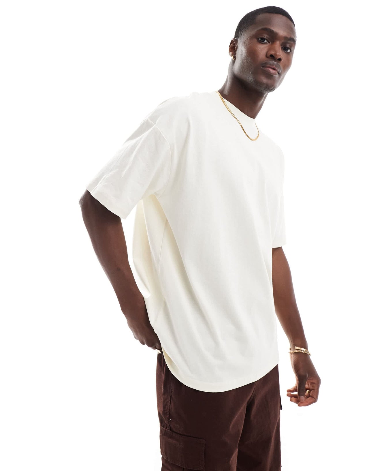 ASOS DESIGN oversized t-shirt in off white with back print