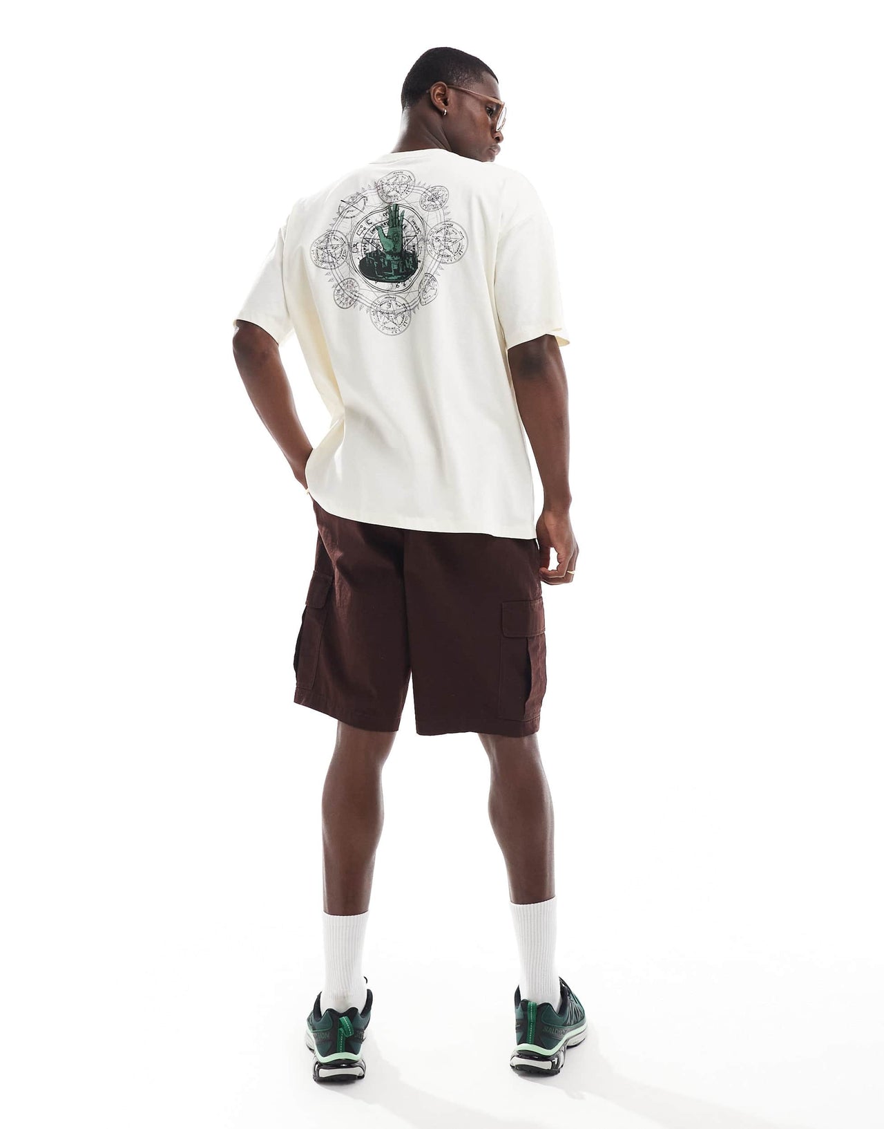 ASOS DESIGN oversized t-shirt in off white with back print