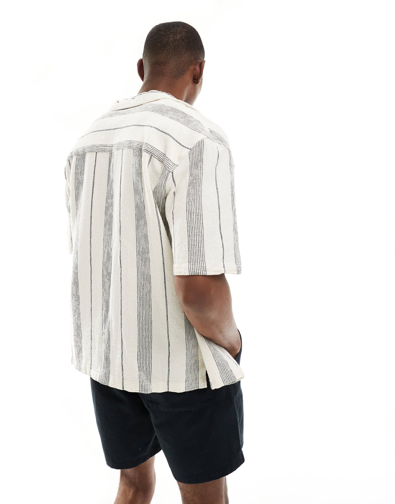 Pull&Bear vertical stripe shirt in ecru