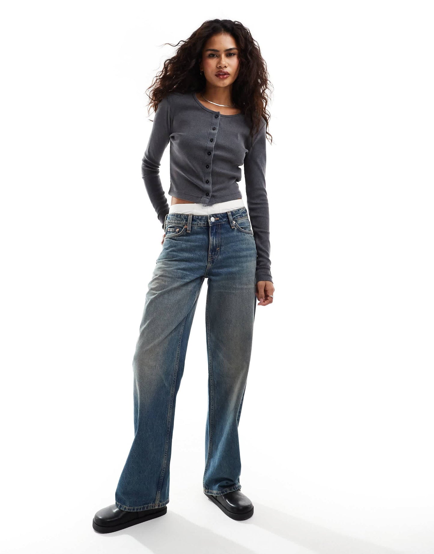 Calvin Klein Jeans rib cardigan in washed black