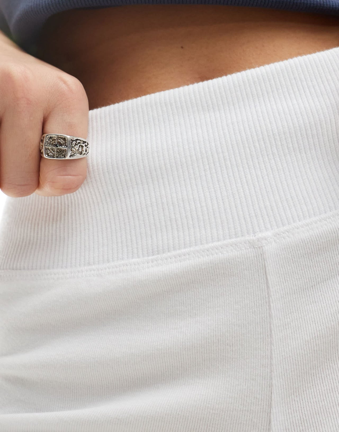 Bershka high waisted flared trousers in white