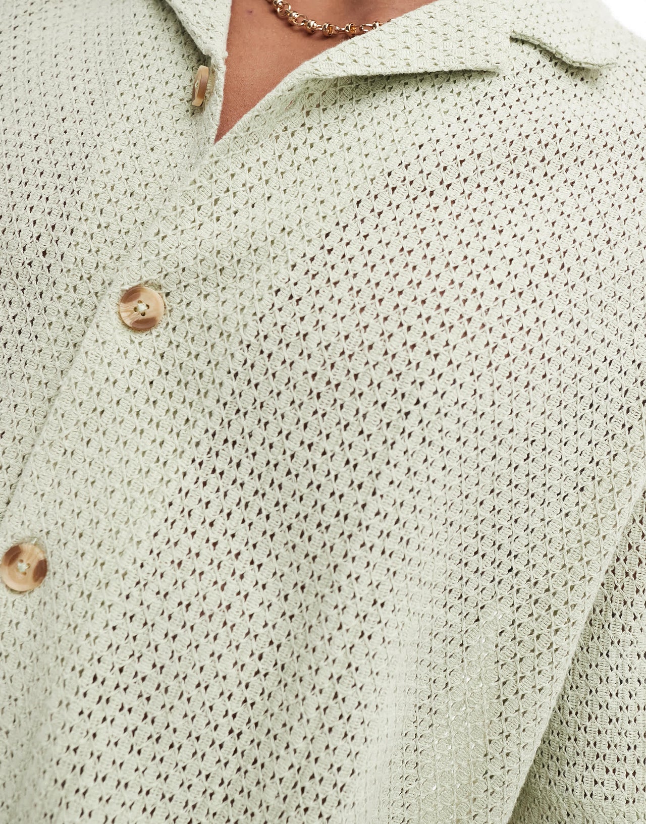 ASOS DESIGN relaxed revere texture shirt in sage green