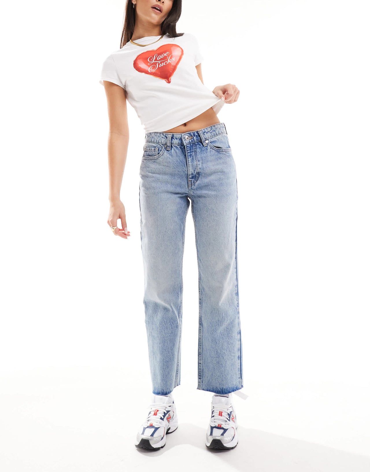 Mango cropped kick flare jeans in light blue