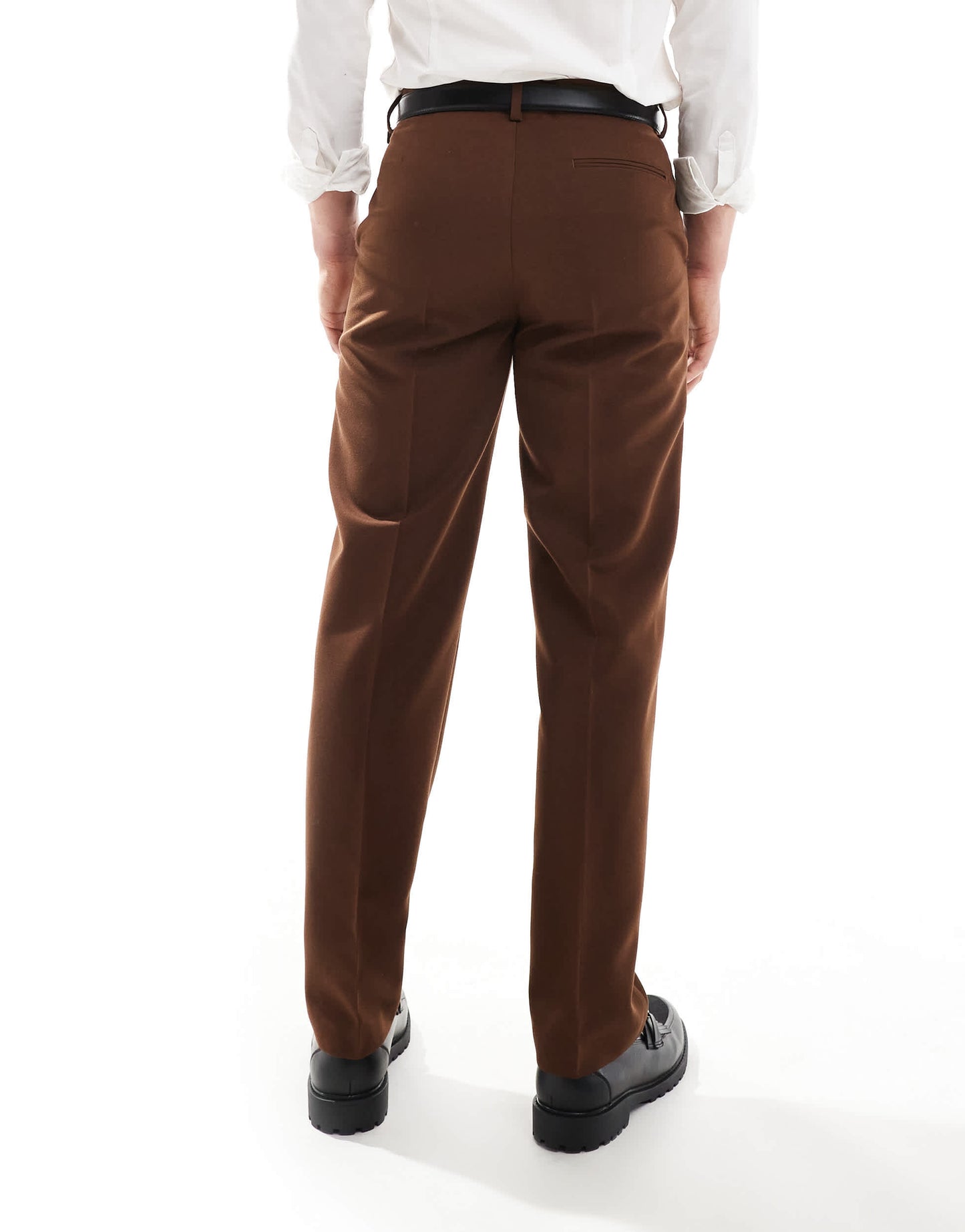 ASOS DESIGN smart straight leg trousers in brown